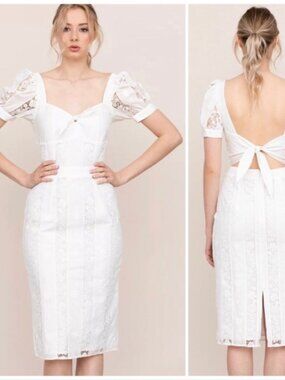 NWT Yumi Kim Mine Forever White Lace Bridal Midi Dress Size M